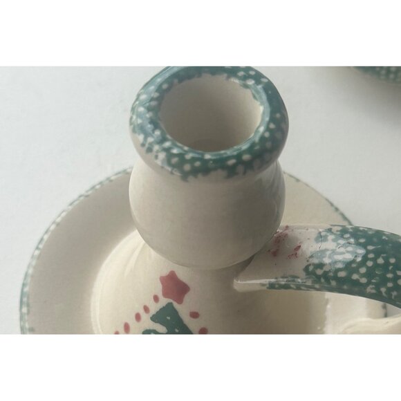 Ceramic 2-pc. Winter Holidays Christmas Tree Candle Holder and Dish Platter-READ - Picture 6 of 16